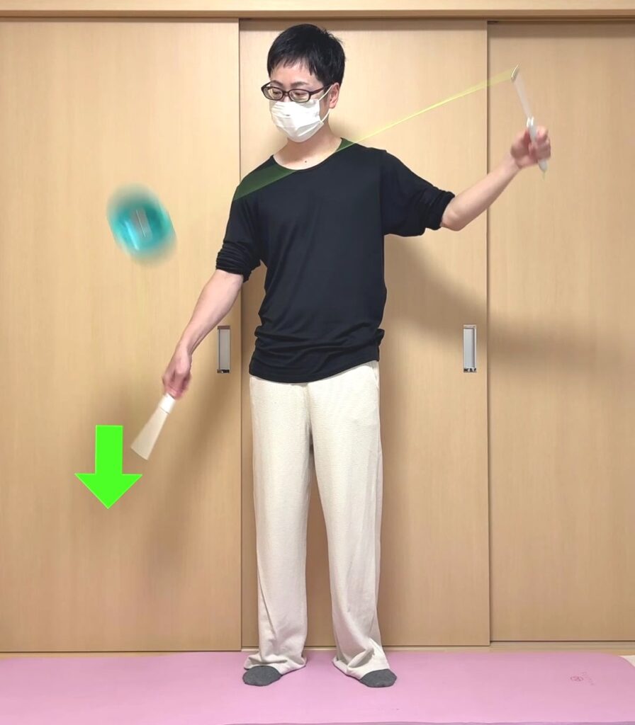 チャイニーズアクセラレーションのステップ③で右スティックを下に引いてポンピングする様子